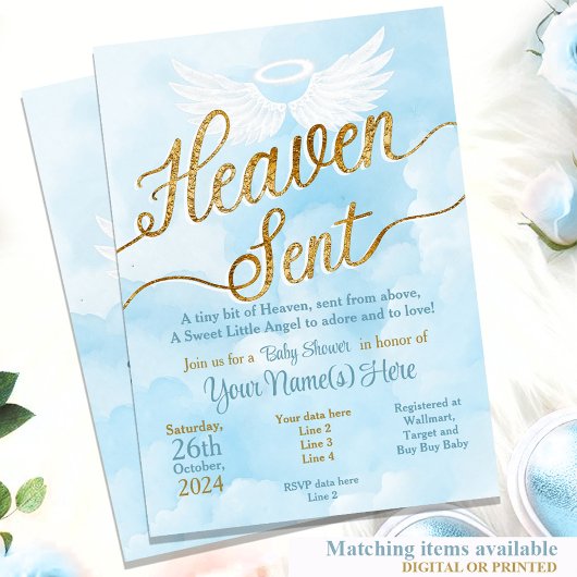 Le ciel a envoyé Baby shower Invitation - Le petit