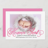 Le ciel envoyé Faire-part de naissance | Fille (Devant / Derrière)