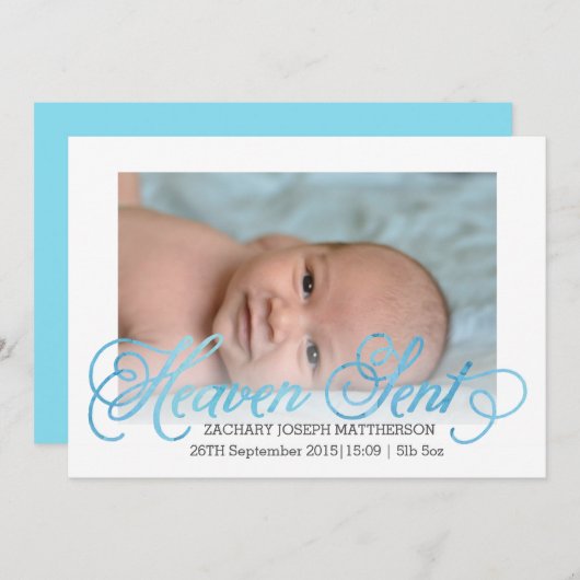 Le ciel envoyé Faire-part de naissance | Garçon (Devant / Derrière)