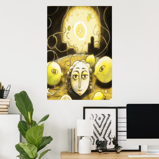 Le citron au citron lune | AI Art Poster (Bureau à domicile)