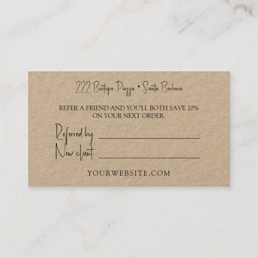 Le client envoie une carte de recommandation à un  (Dos)