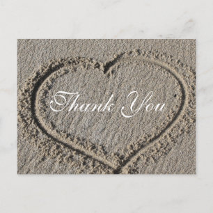 Le coeur dans le Carte de remerciements de sable