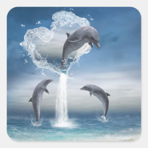 Le coeur du Sticker des dauphins