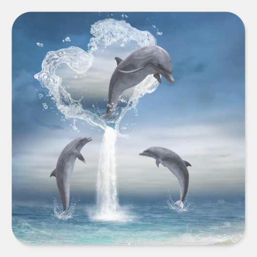Le coeur du Sticker des dauphins (Devant)
