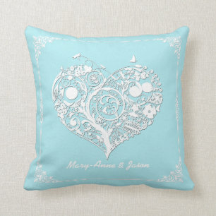 Le coeur élégant épousent nouvellement le coussin