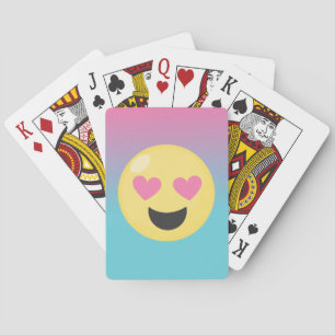 Le coeur observe des cartes de jeu d'Emoji