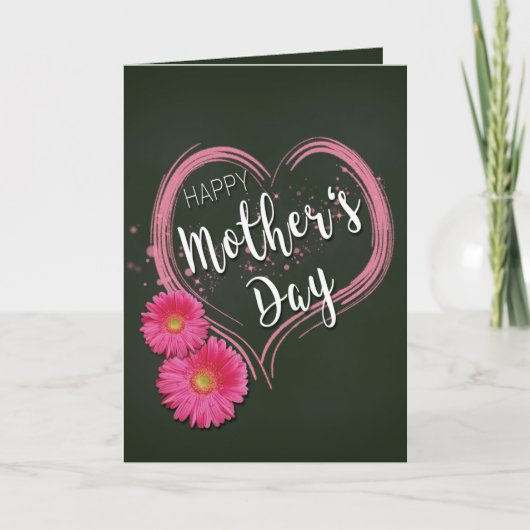 Le coeur rose fleurit le jour de mère - carte de (Devant)