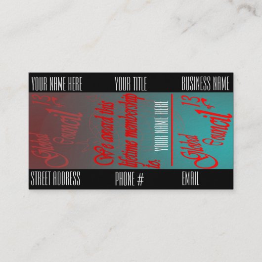 Le Conseil du carte de visite de 13 membres (Devant)