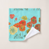Le coquelicot rouge orange Aqua Floral (Gant de toilette)