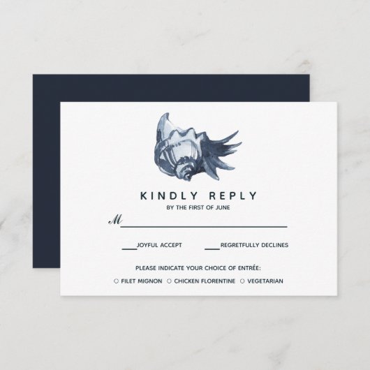 Le coquillage bleu | Mariage RSVP avec choix de re (Devant / Derrière)
