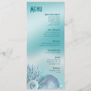 Le coquillage rêve l'aqua de menu de mariage de