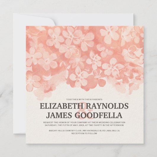 Le corail fleurit des invitations de mariage (Devant)