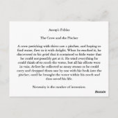 Le Corbeau et la carte postale de Pitcher (Dos)