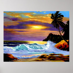 Le coucher du soleil au paradis affiches et imprim
