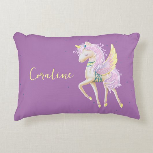 Le Coussin Accent présente une mignonne licorne. (Devant)