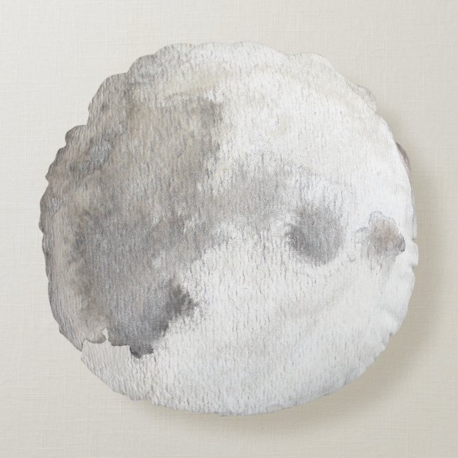Le coussin rond d'aquarelle de planète de lune (Devant)