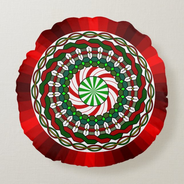 Le Coussin Rond des Couleurs de Noël (Devant)