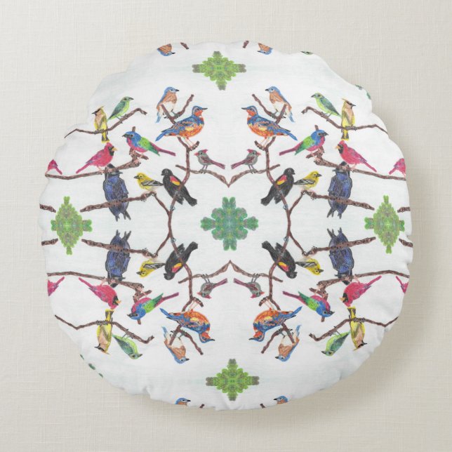 Le coussin rond d'oiseaux chanteurs modelé par (Devant)
