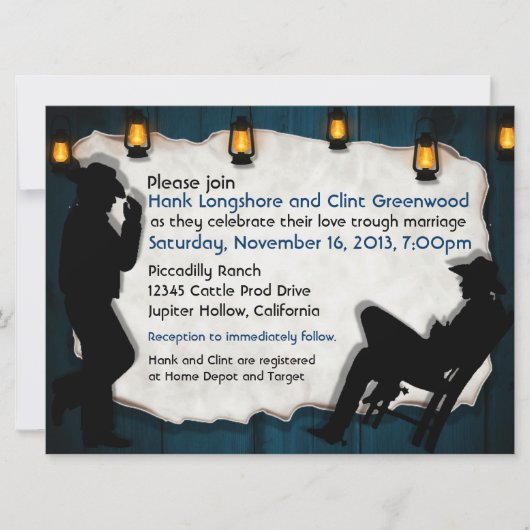 Le cowboy toilette les invitations gaies faites (Devant)