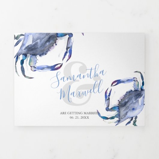 Le crabe bleu côtier Triplé Faire-part de mariage (Page de couverture)