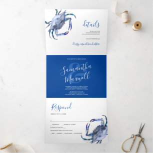 Le crabe bleu côtier Triplé Faire-part de mariage