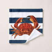 Le crabe rouge côtier en bandes marines (Gant de toilette)