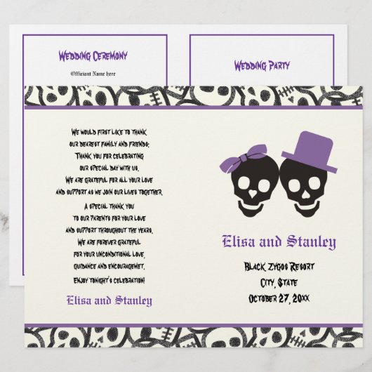 Le crâne d'Halloween noir et violet programme de m (Devant / Derrière)