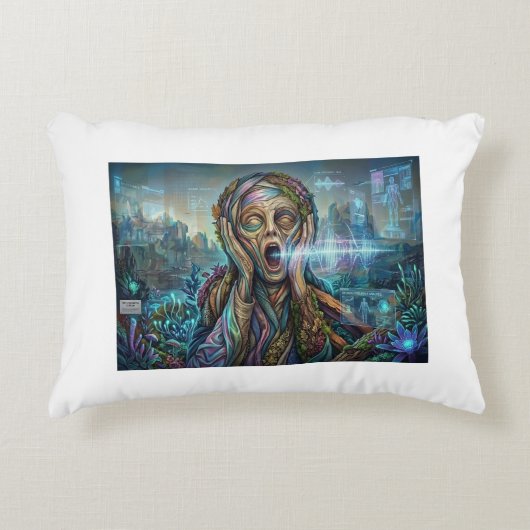 Le Cri Cybernétique – Coussin d'Art Biomécanique (Devant)