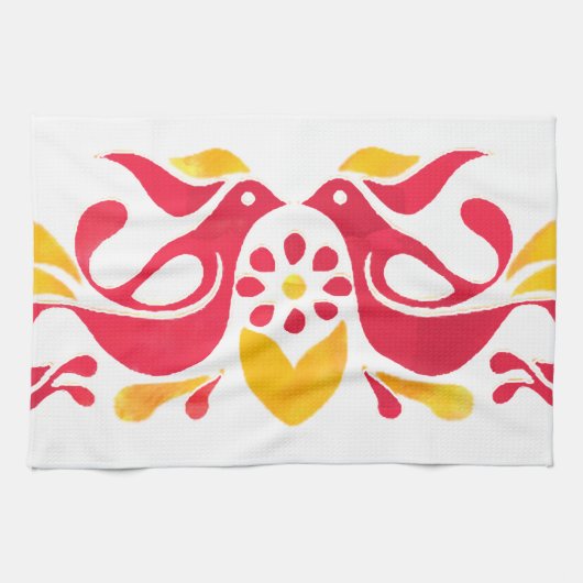 Le cru a inspiré la serviette de thé d'oiseaux (Horizontal)