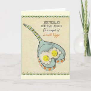 Le cru Eggs la carte anthropomorphe d'anniversaire