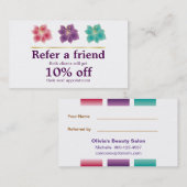 Le cru fleurit la carte de référence de salon de (Devant / Derrière)