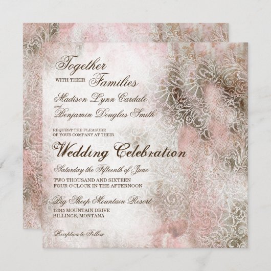 Le cru rougissent les invitations rustiques (Devant / Derrière)