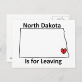 Le Dakota du Nord est pour quitter la carte postal (Devant / Derrière)