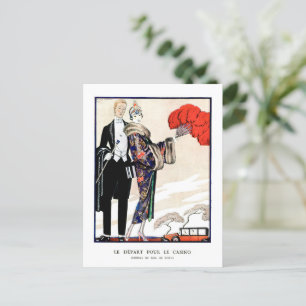 Le départ pour le casino door George Barbier Briefkaart