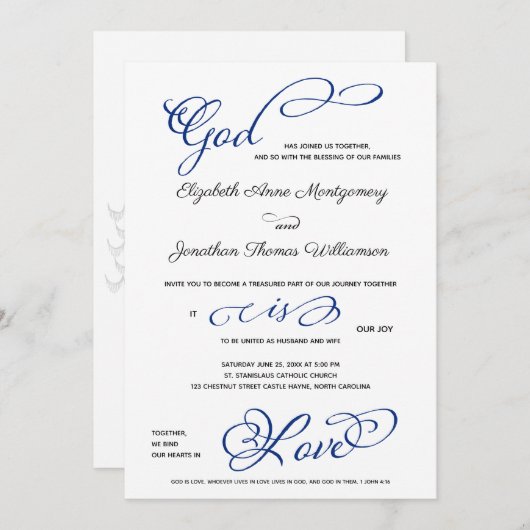 Le Dieu Bleu est Amour Faire-part de mariage chrét (Devant / Derrière)