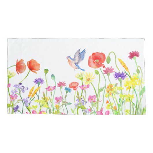 le double de taie d'oreiller de fleurs sauvages au (Dos)