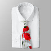 le double rouge de cravate blanche de marguerites (Attaché)