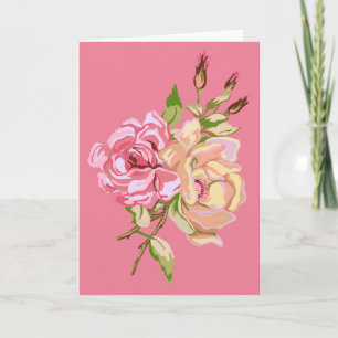 Le double s'est levé - rose - carte de voeux -