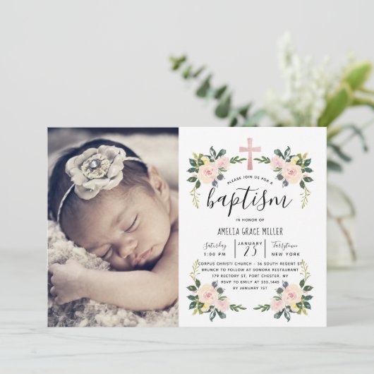 Le doux rougissent invitation moderne florale de (Debout devant)
