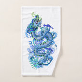 Le dragon bleu avec de l'eau éclabousse la (Serviette à main)