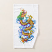 Le dragon d'or avec de l'eau éclabousse la (Serviette à main)