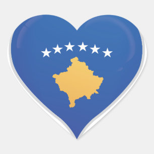 Le drapeau d'amour du Kosovo autocollant coeur de 