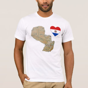 Le drapeau paraguayen Coeur et carte T-shirt