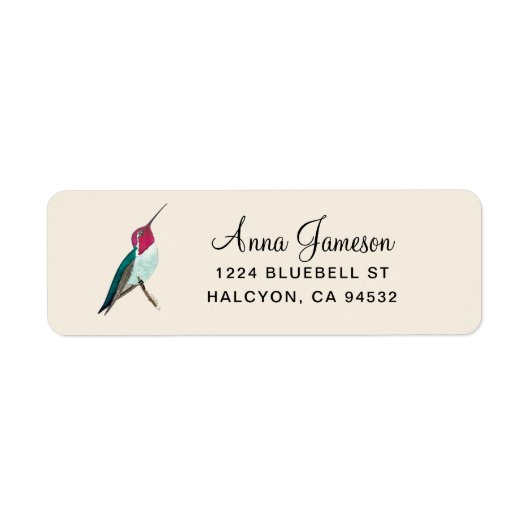 Le Étiquette de adresse des colibris d'Anna (Devant)