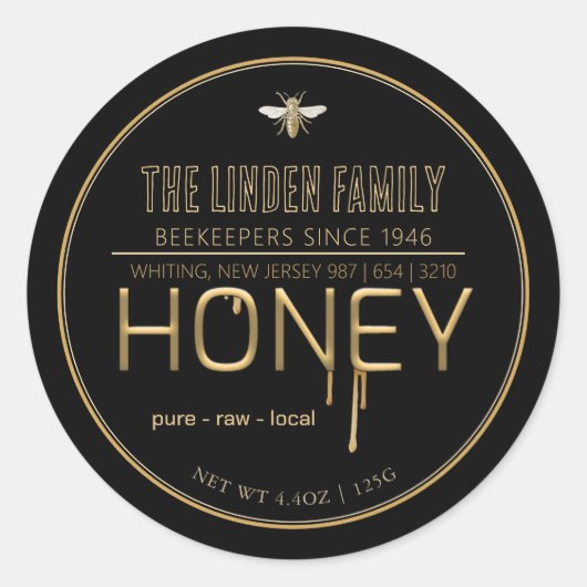 Le Étiquette de miel de l'agriculteur avec l'abeil (Devant)