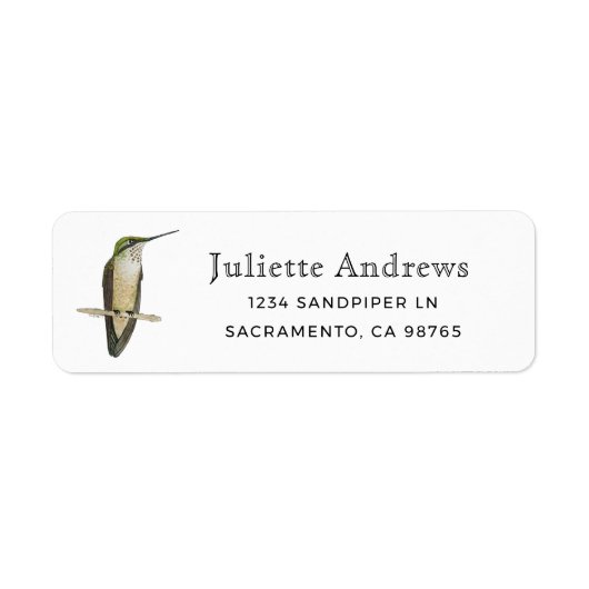 Le Étiquette de retour des colibris de Allen (Devant)