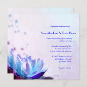 Le faire-part de mariage bleu de nénuphar (Devant / Derrière)