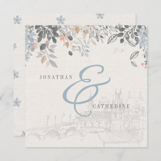 Le Faire-part de mariage de charme de l'ancien mon (Devant / Derrière)