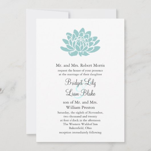 Le faire-part de mariage de fleur de Lotus (Devant)