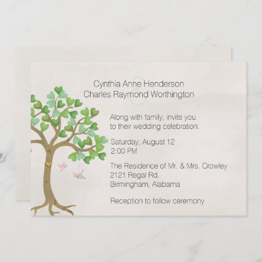 Le Faire-part de mariage de l'arbre aimant (Devant / Derrière)